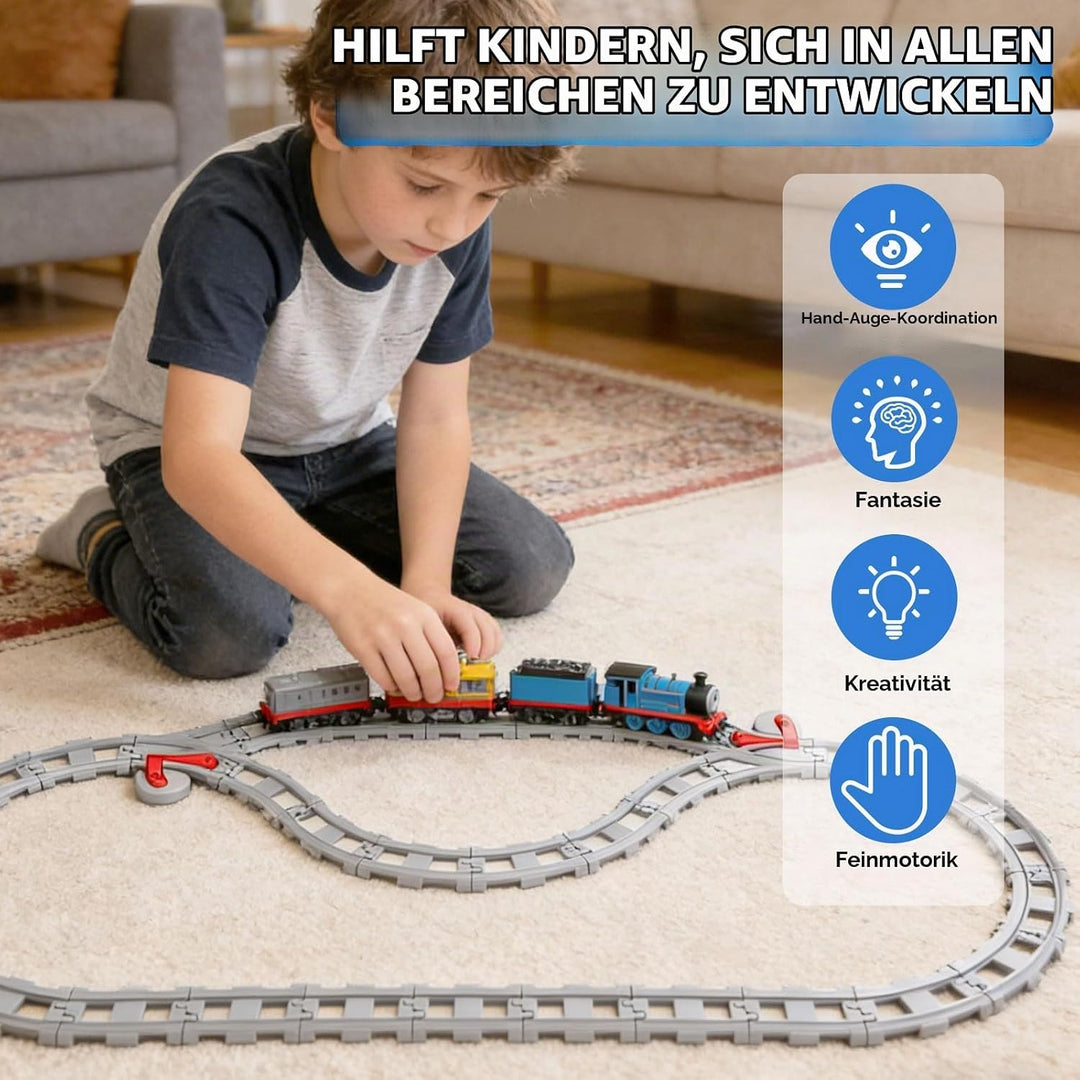 BOYIFEIJIE 47PCS Bausteine Schienen Set - City Eisenbahn Schienen Bestehend Mit Geraden, Kurven &amp; Kr