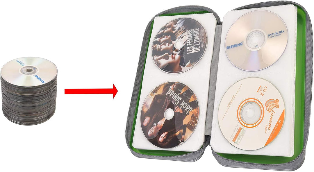 UENTIP CD-Hülle mit 96 Kapazitäten, tragbare DVD-Hülle aus Hartplastik, CD-Organizer, Brieftasche, s