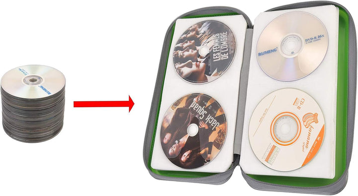 UENTIP CD-Hülle mit 96 Kapazitäten, tragbare DVD-Hülle aus Hartplastik, CD-Organizer, Brieftasche, s