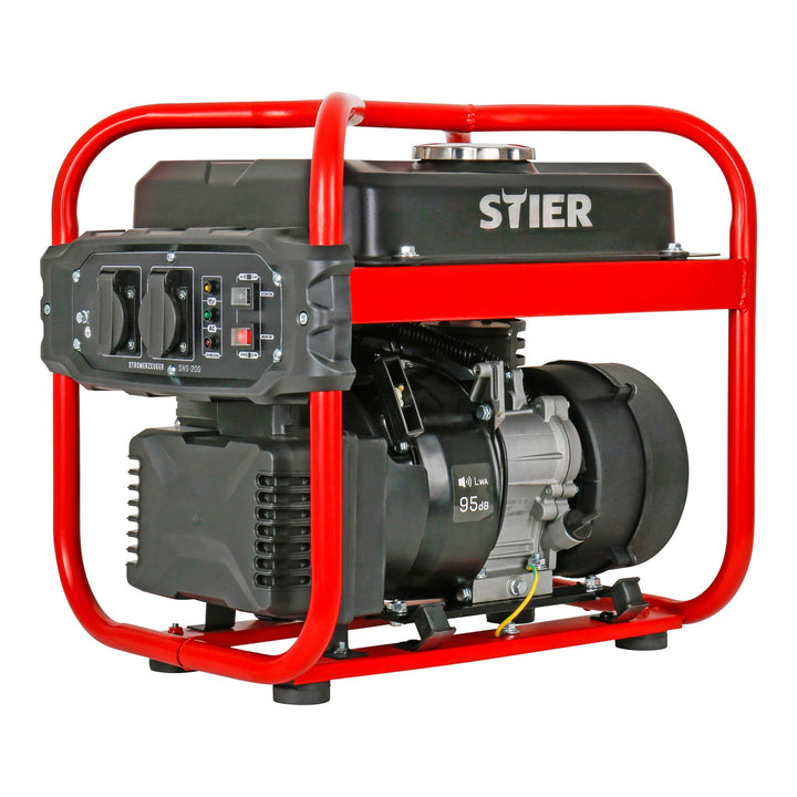 STIER Stromerzeuger SNS-200, Strom Generator, 10l Tankvolumen, 23 kg, Stromerezuger leise mit 65 dB(