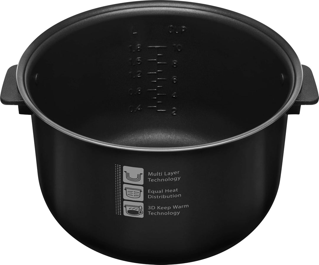SENCOR SRM 1890SS Reiskocher, Topf zum Kochen von Reis Schwarz, Schwarz