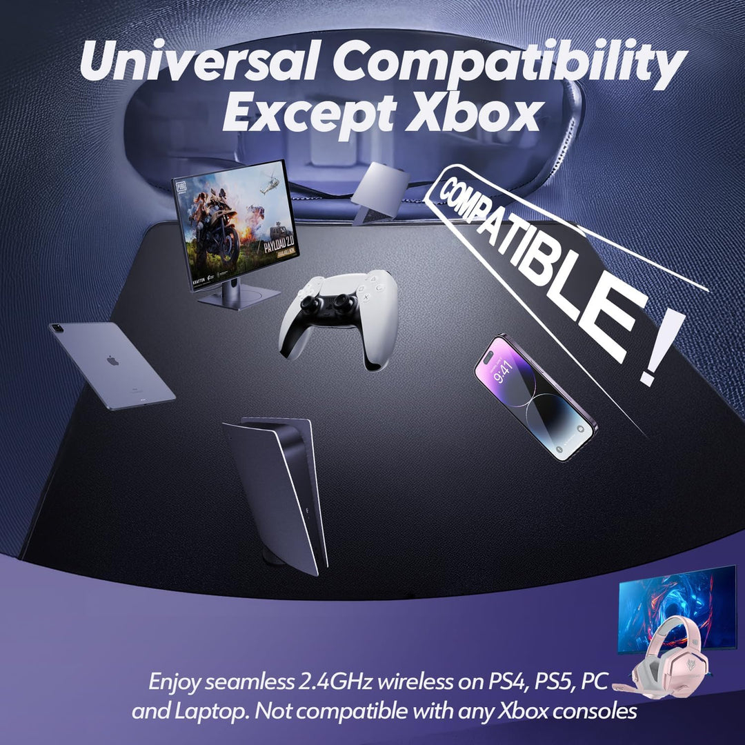 NUBWO G06 Wireless Gaming Headset für PS5, PS4, PC, Rauschunterdrückung über Ohr-Gaming-Kopfhörer mi