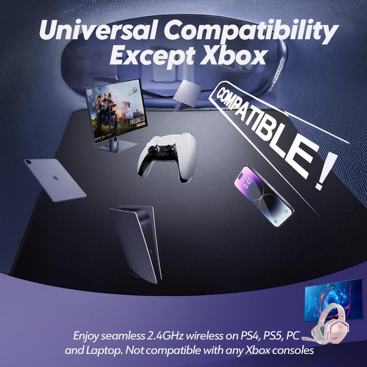 NUBWO G06 Wireless Gaming Headset für PS5, PS4, PC, Rauschunterdrückung über Ohr-Gaming-Kopfhörer mi