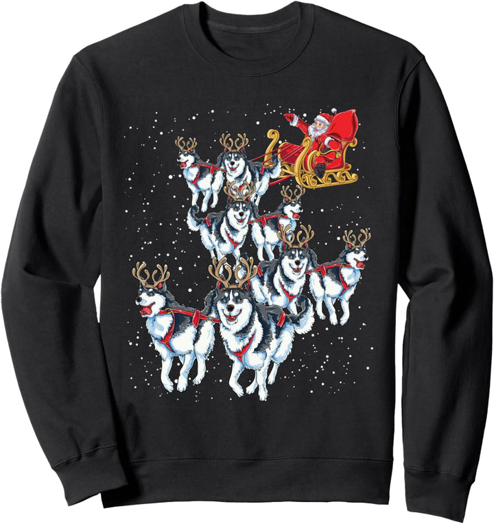 Santa Klaus Mit Husky Schlitten Weihnachten Hunde Sweatshirt
