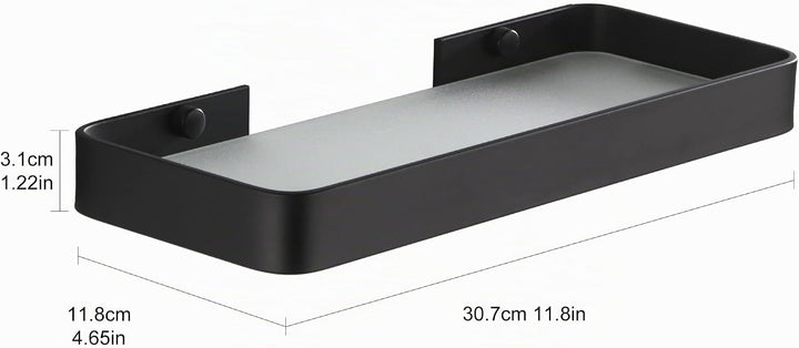 DUFU Selbstklebendes Duschregal Ohne Bohren - Raumfahrt-Aluminium-Korb mit Gehärtetem Glas | 30cm Sc