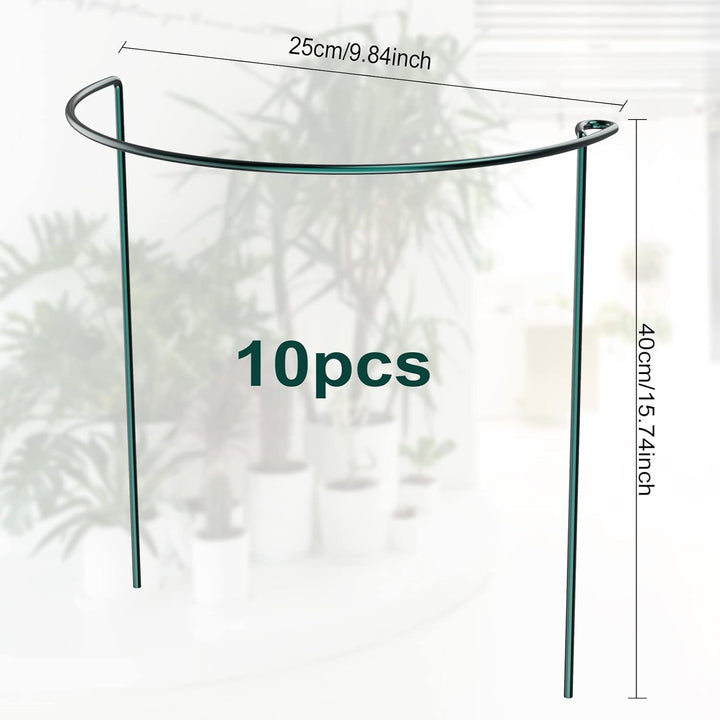 10 Stück Pflanzenstütz pfahl (25 * 40cm), Garten Blumenstütze Strauchstütze Metall Garden Halbrund S