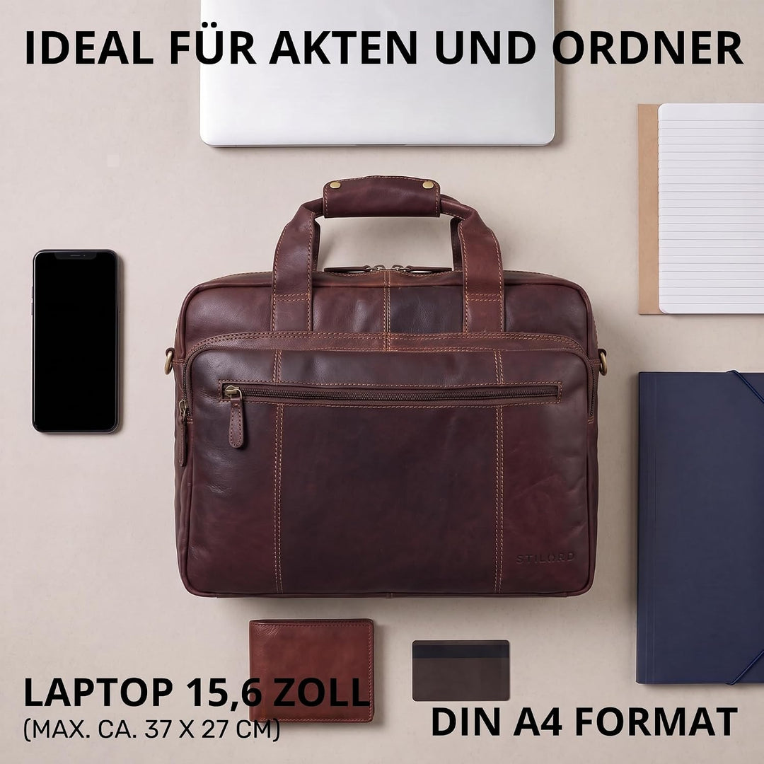 STILORD 'Experience' Vintage Lehrertasche Leder gross für Herren Damen XL Aktentasche Business Schul