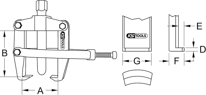KS Tools 620.5401 Universal-Abzieher 2-armig mit Spannbügel, 80mm