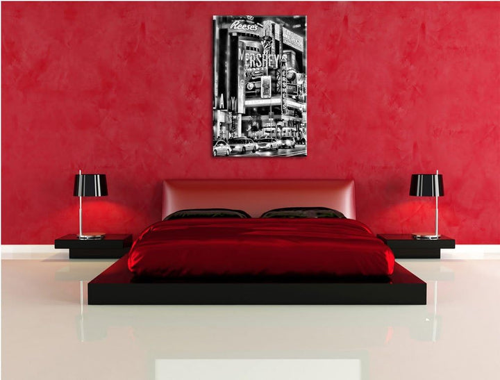 Pixxprint Hershey's in New York / 100x70cm Leinwandbild bespannt auf Holzrahmen/Wandbild Kunstdruck