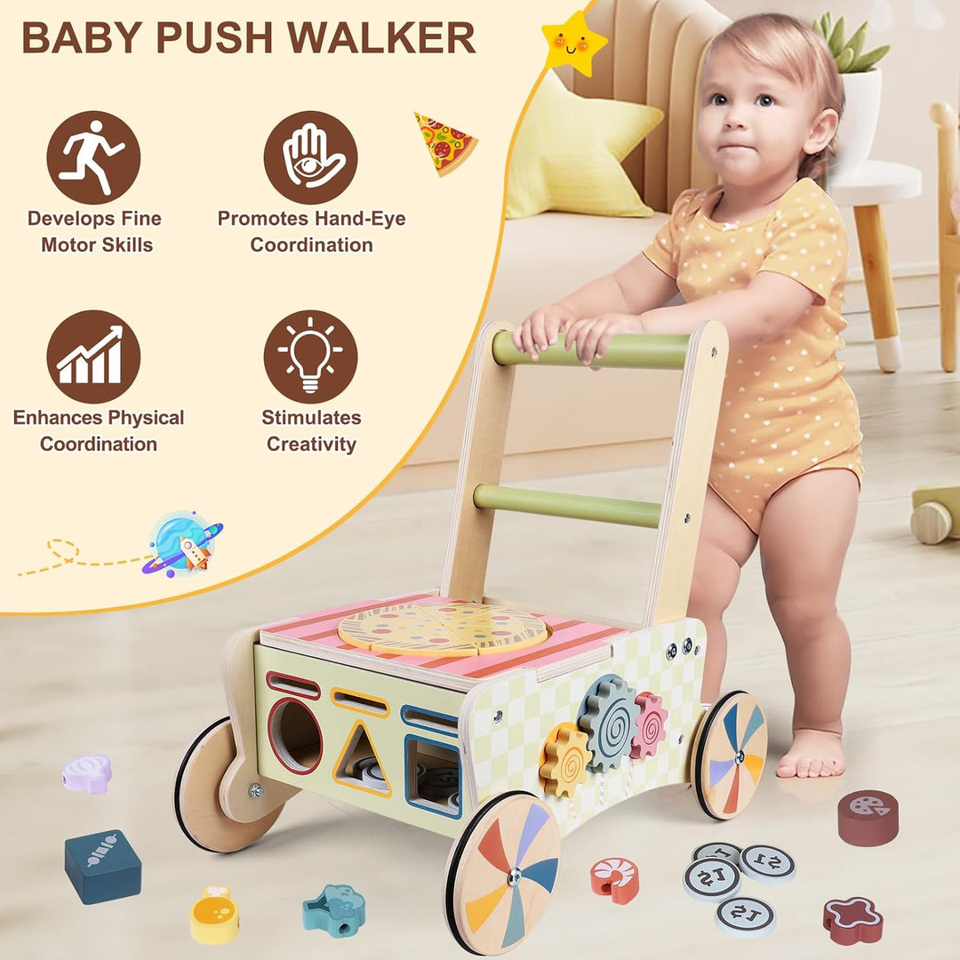 Holzwalker für Babys, Montessori-Spielzeug, Küchenwalker zum Schieben und Ziehen, Lernaktivitäten, B