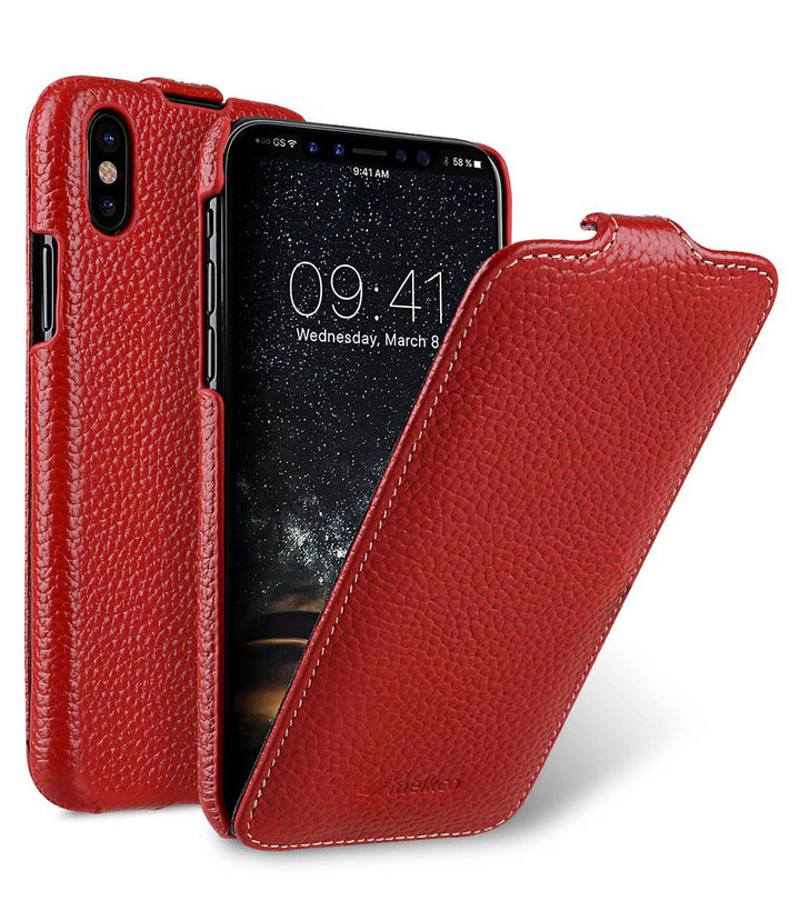 Edle Tasche für Apple iPhone XS und iPhone X / Case Aussenseite aus beschichtetem Leder / Schutz-Hül