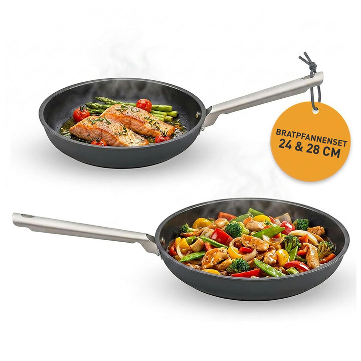 Cosy & Trendy Ecodura Bratpfannenset 24 + 28 cm – Pfannenset mit PFAS-freier & Greblon-Keramikbeschi