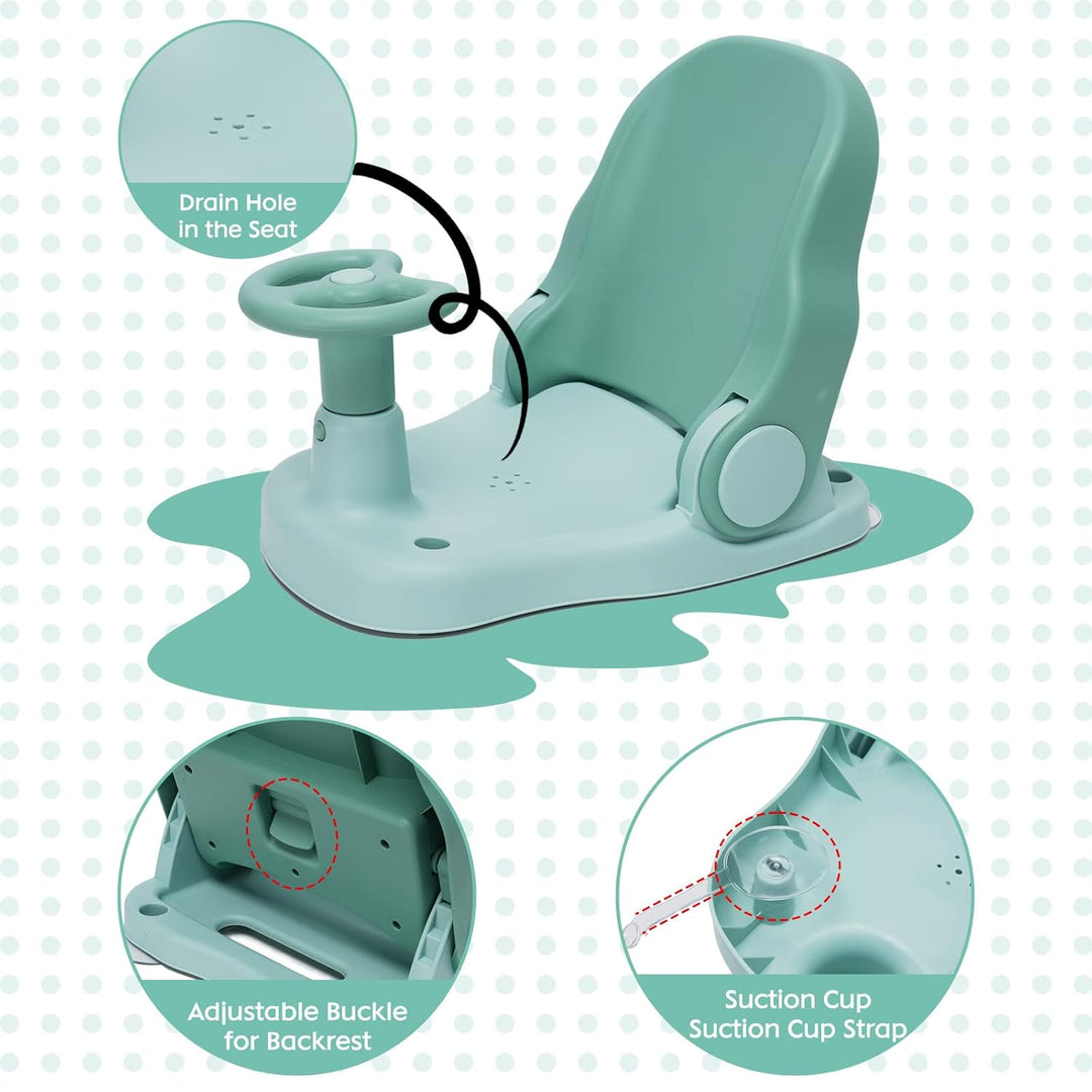 Baby-Badesitz mit verstellbarer Rückenlehne faltbarer Baby-Duschstuhl mit starkem Saugnapf Tragbares