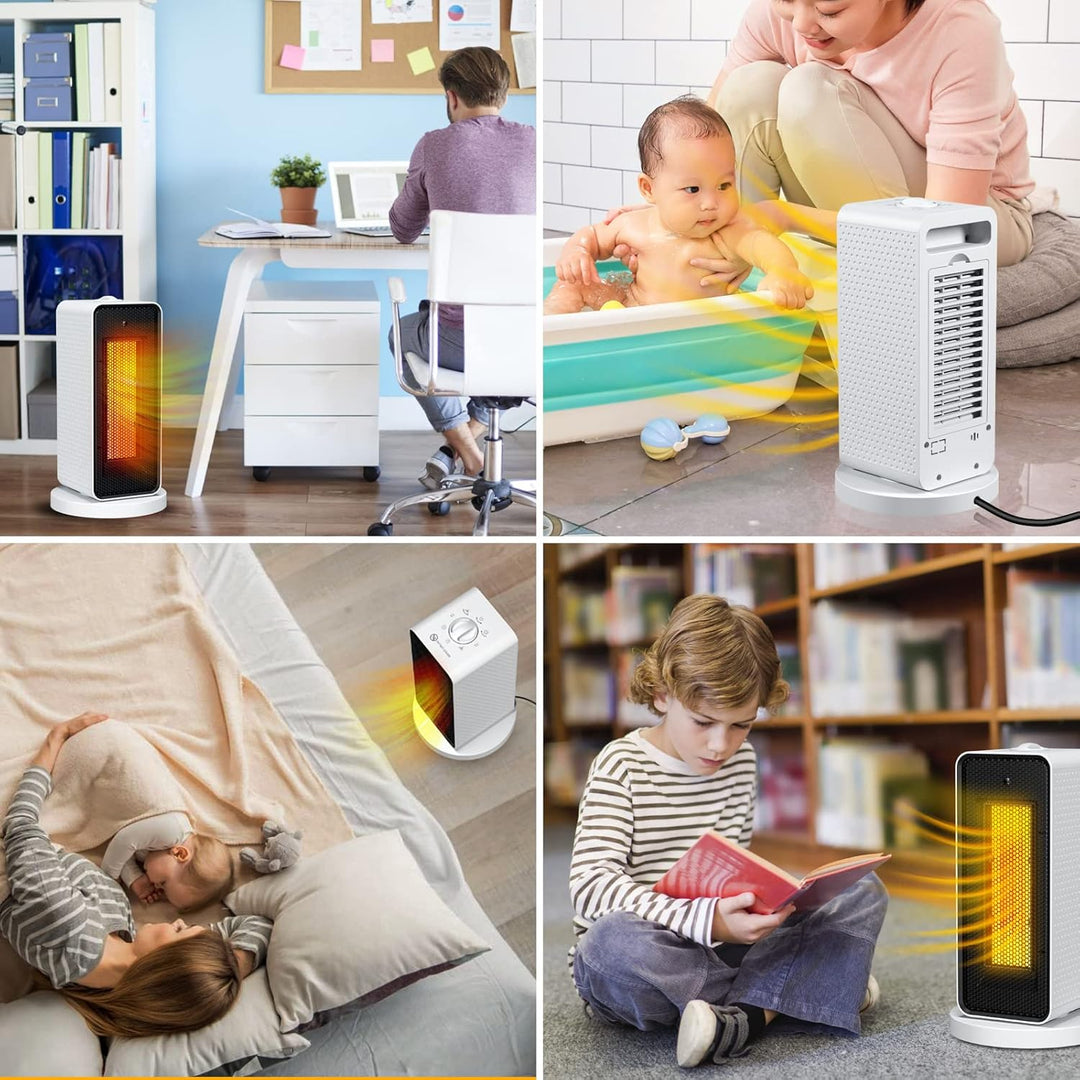 Qoosea Heizlüfter Energiesparend Leise 1200W Mini Heizlüfter Elektrische Raumheizung Keramik Heizung