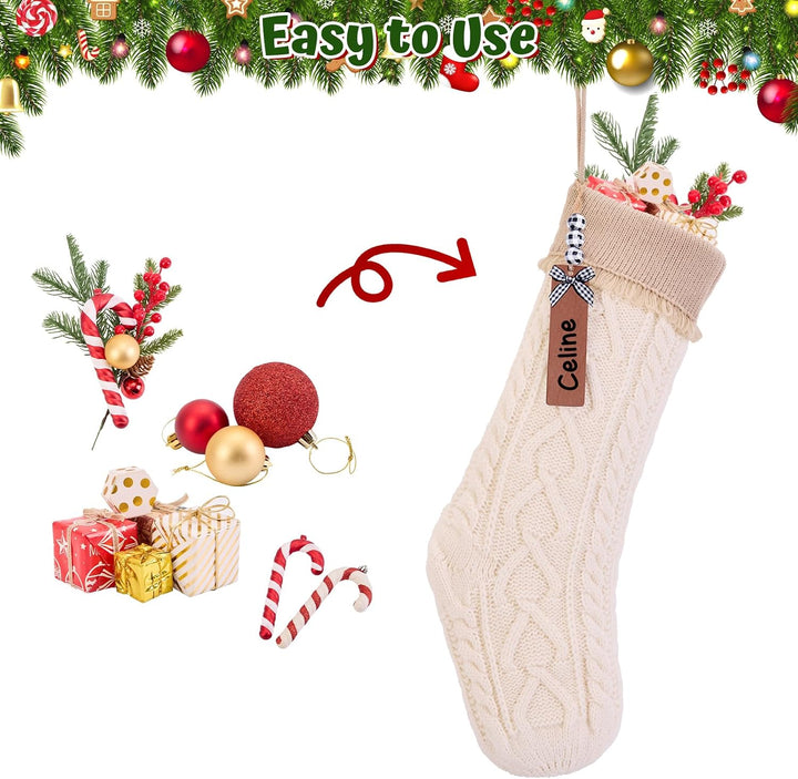 Weihnachtsstrümpfe, Kamin, Weihnachtsbaumschmuck, Ornamente für Urlaub, Familie, Freunde (V-weiss/br