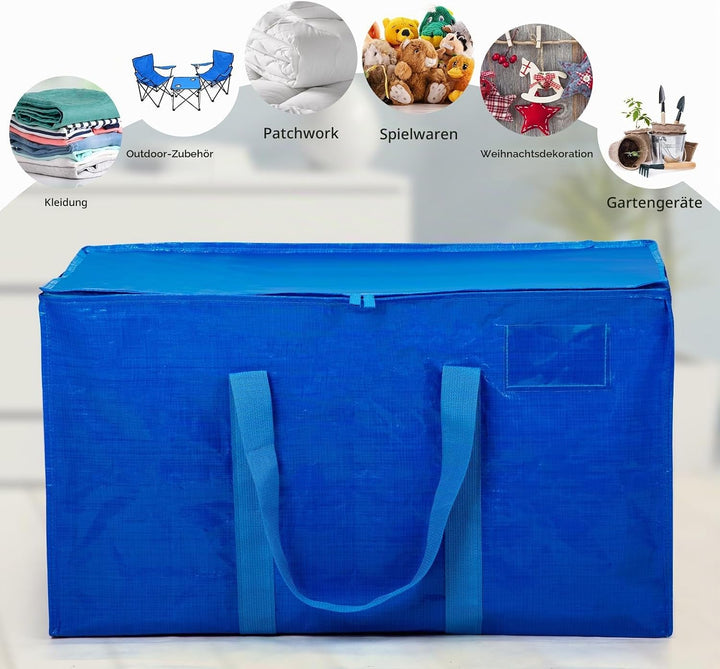 Cinnani 6 Stück Aufbewahrungstasche XXL，90L Starke Umzugstaschen für Kleidung, Solide &amp; wasserdichte