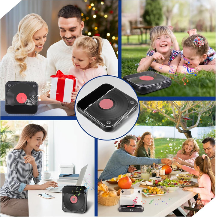 Tragbarer CD Player mit Bluetooth 5.3 - Kinder CD Spieler mit 2000mAh Akku, USB, MP3 Wiedergabe, AUX