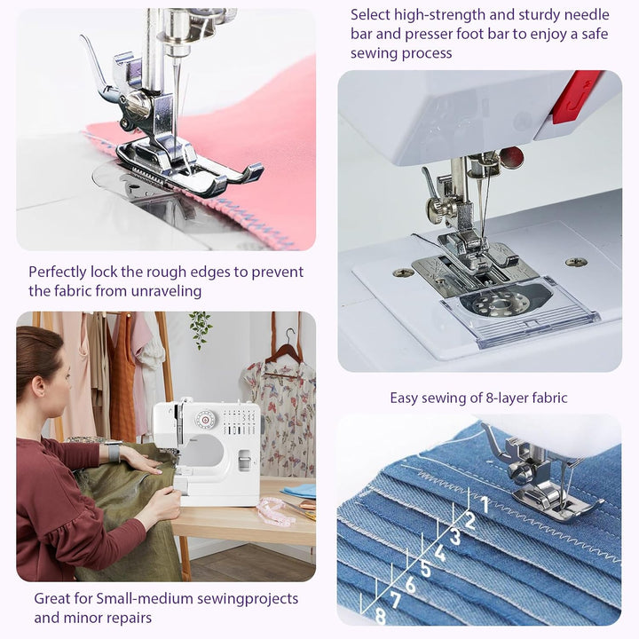 Mechanische Nähmaschine für Näh-Einsteiger & Anfänger, 14 Stichprogrammen, Nähmaschine mit Verlänger