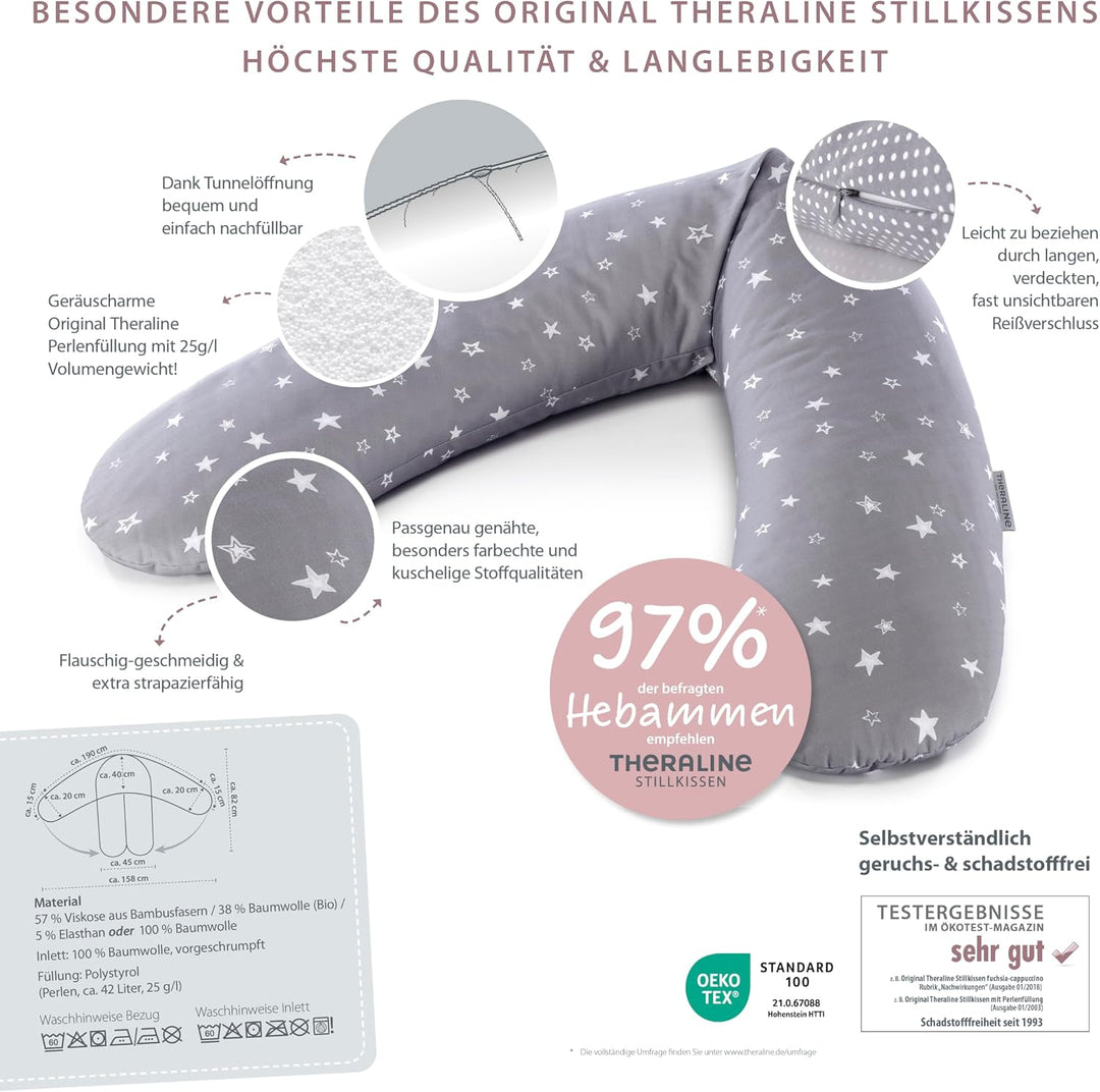 Theraline Das Original Schwangerschaftskissen &amp; Stillkissen 190cm – Seitenschläferkissen Stillkissen