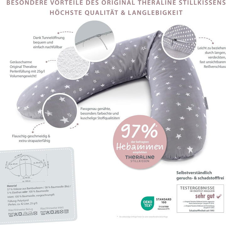 Theraline Das Original Schwangerschaftskissen &amp; Stillkissen 190cm – Seitenschläferkissen Stillkissen