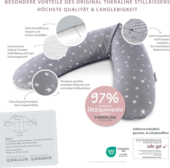Theraline Das Original Schwangerschaftskissen & Stillkissen 190cm – Seitenschläferkissen Stillkissen
