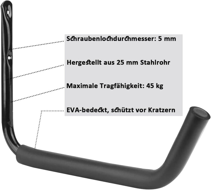 Vlio Wandhaken Garage Schwerlast-Gerätehalter Leiter Haken, Storage Hanger Organizer für Kajaks Leit