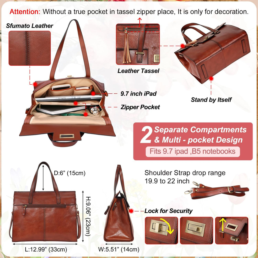 Banuce Handtasche Damen Leder Italinisches Vintage Rindleder Schultertasche Umhängetasche Messenger