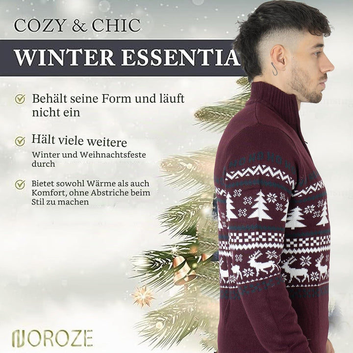 NOROZE Herren Weihnachten Pullover Neuheit Faire Insel Jumper Grobstrick Pulli für Frauen Unisex M B