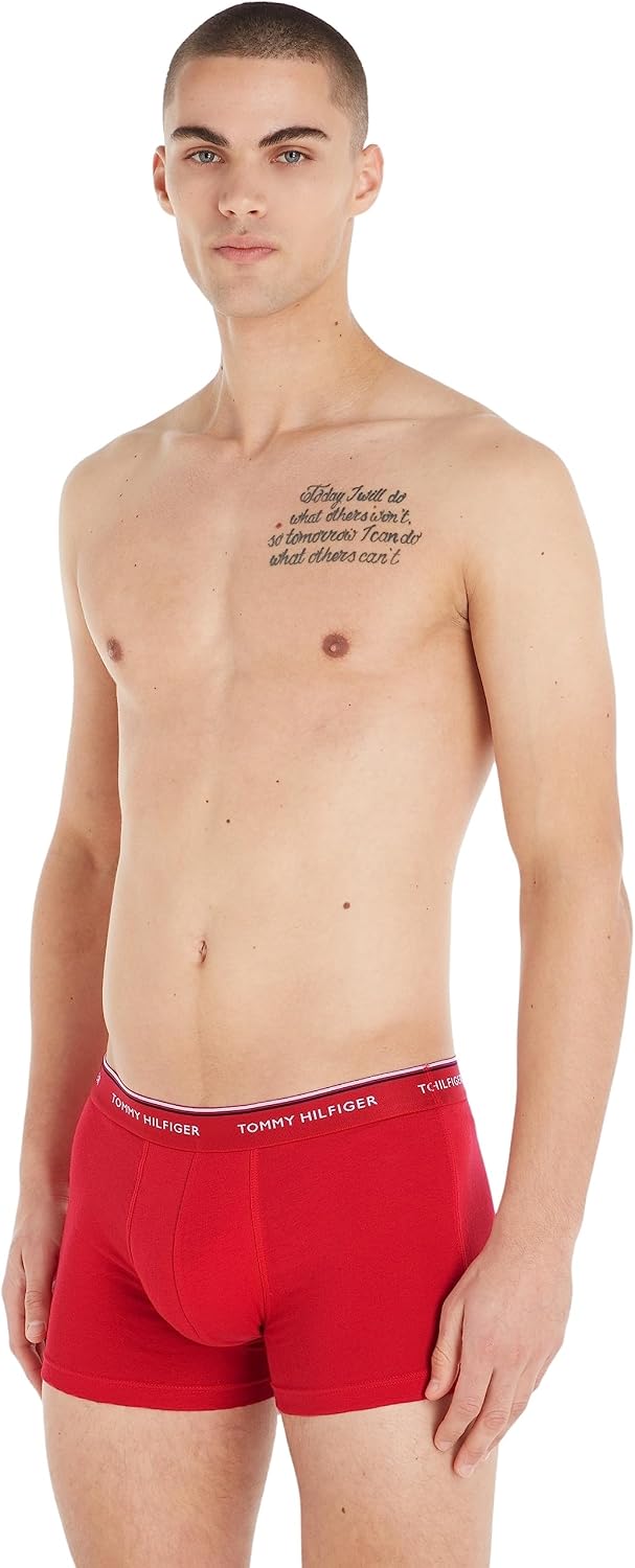 Tommy Hilfiger Herren 3er Pack Boxershorts Trunks Unterwäsche S Rot, S Rot