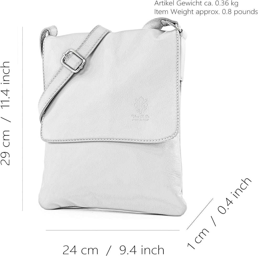 modamoda de - T33 - ital Umhängetasche Schultertasche aus Nappaleder Dunkelbeige, Dunkelbeige