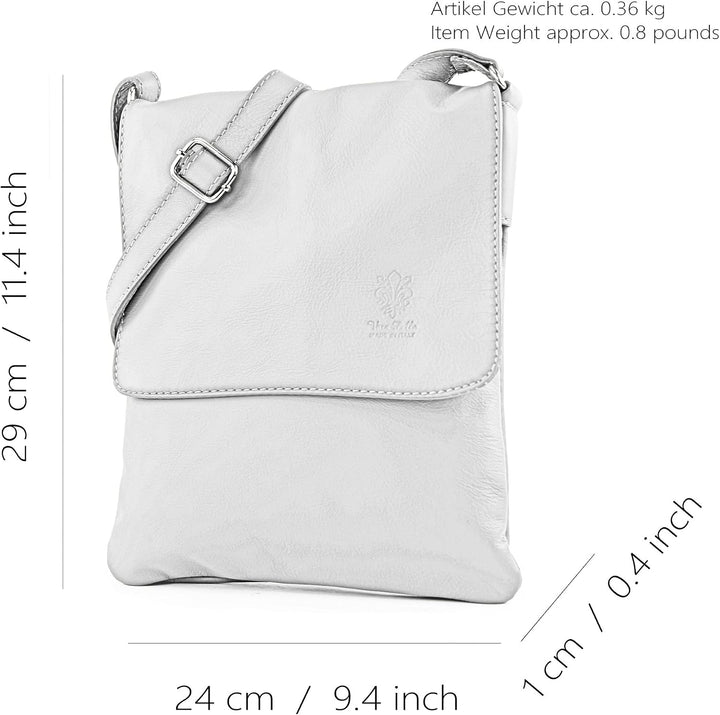 modamoda de - T33 - ital Umhängetasche Schultertasche aus Nappaleder Dunkelbeige, Dunkelbeige