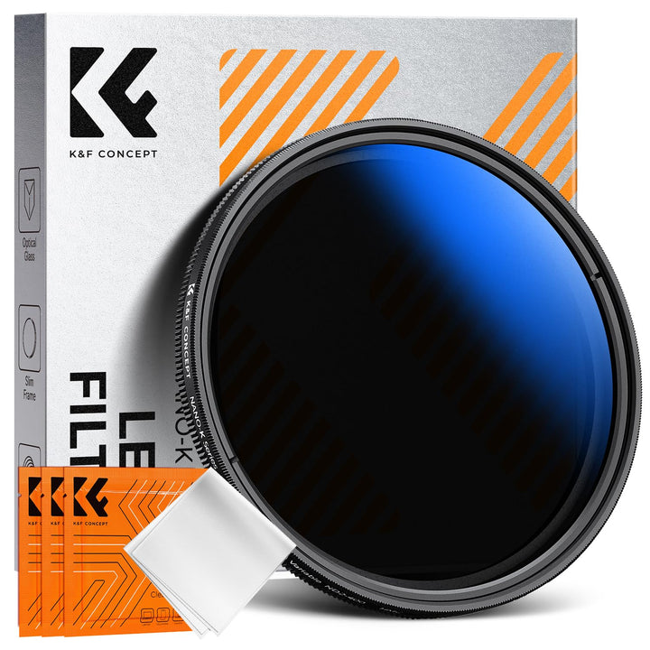 K&F CONCEPT 2-IN-1 Filter 82mm Black Mist 1/4 & ND2-ND400 Filter,Black Promist 1/4 & Variabler ND2-N