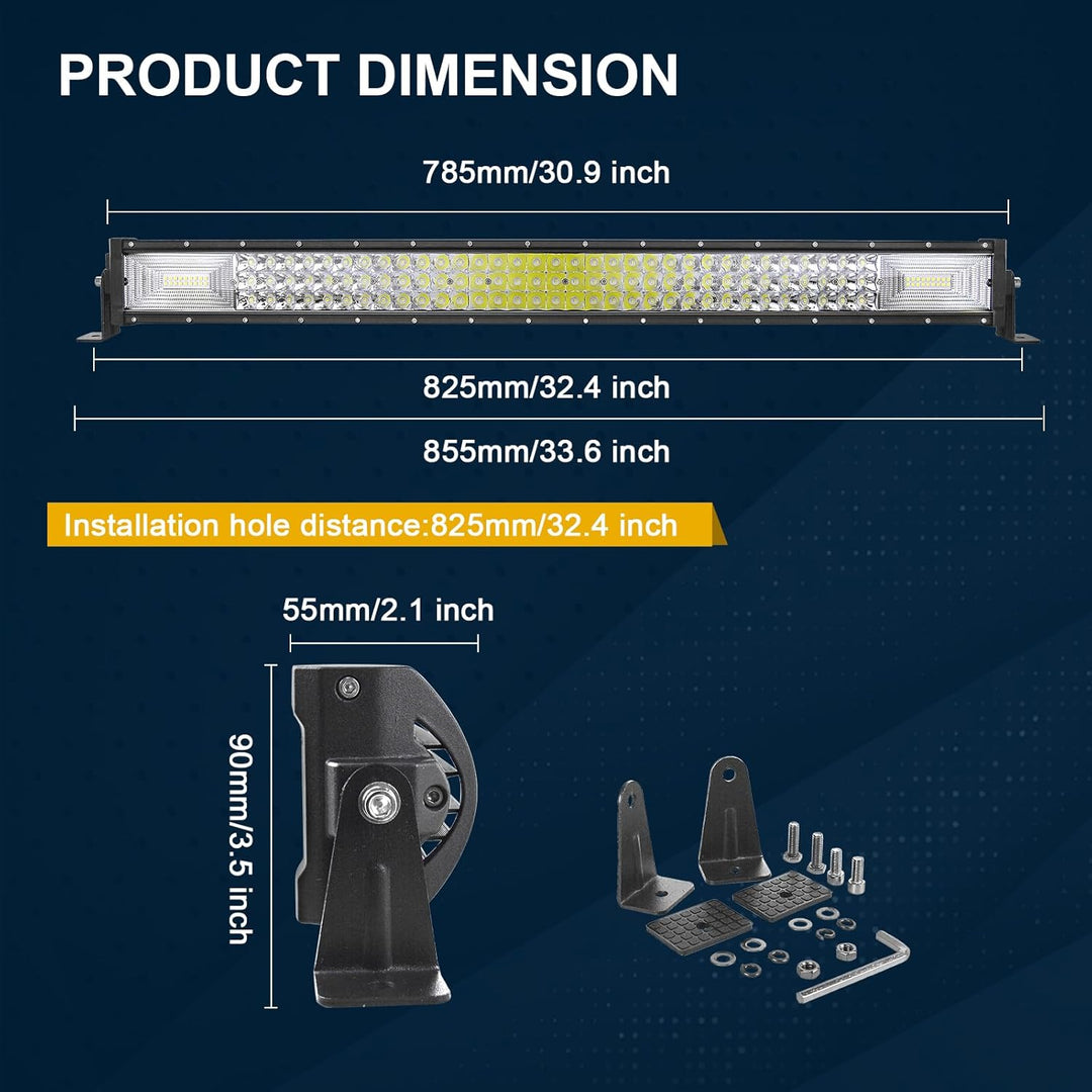 AUXTINGS 82 cm LED Lichtleiste 405W Spot Zusatzscheinwerfer Flutlicht Spot LED Arbeitsleuchte mit ma