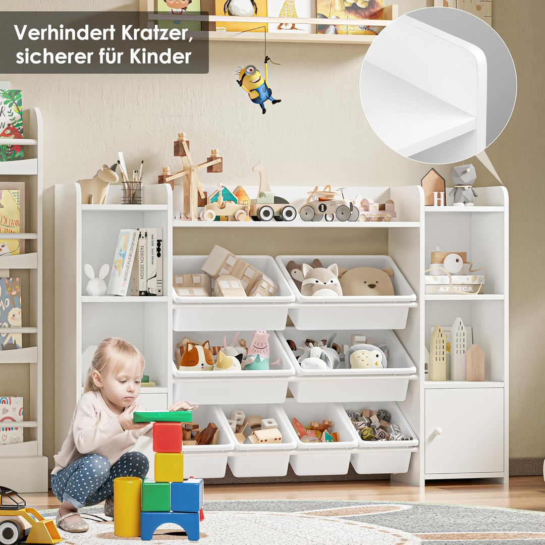 FOREHILL Kinderregal mit 8 Boxen Kinderschrank Holz Bücherregal für Kinder Aufbewahrungsbox Kinderzi