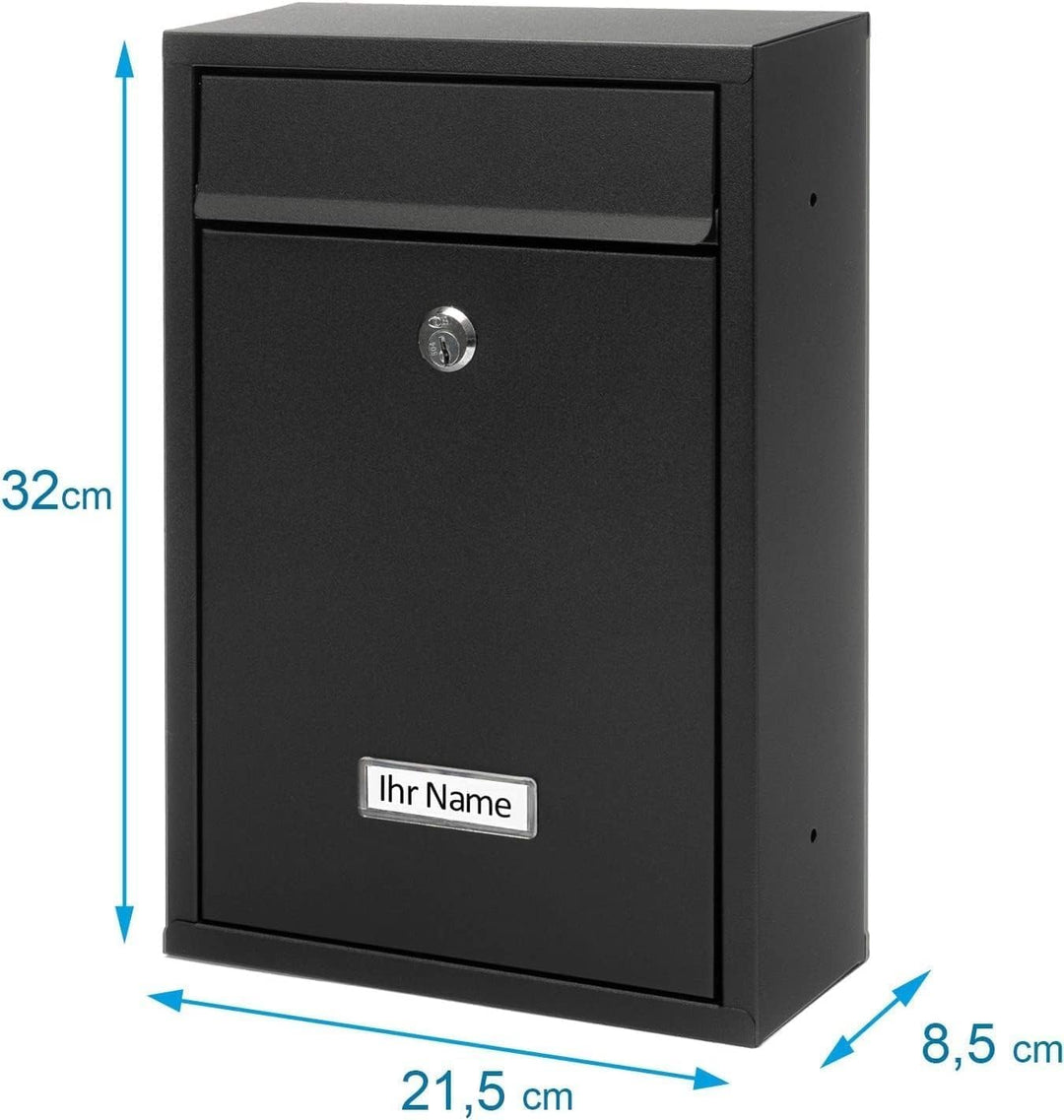 Verda Designer Briefkasten personalisiert 32 x 21,5 x 8,5cm, UV-Farbe, Edelstahl, Postkasten, Wandbr