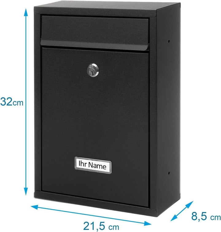Verda Designer Briefkasten personalisiert 32 x 21,5 x 8,5cm, UV-Farbe, Edelstahl, Postkasten, Wandbr