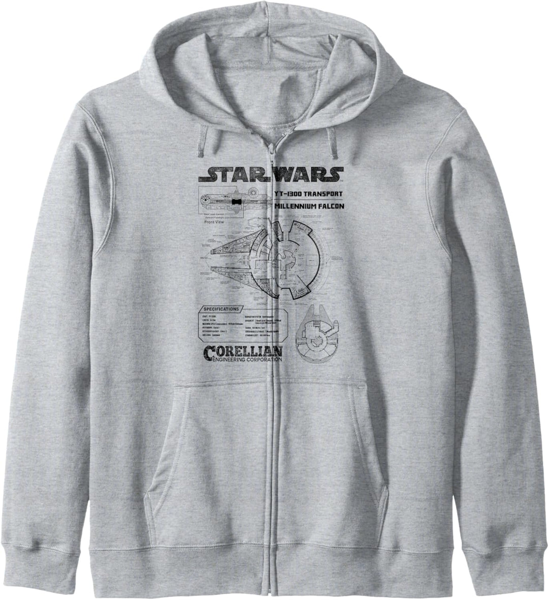 Star Wars Corellian Millennium Falcon Schematic Kapuzenjacke