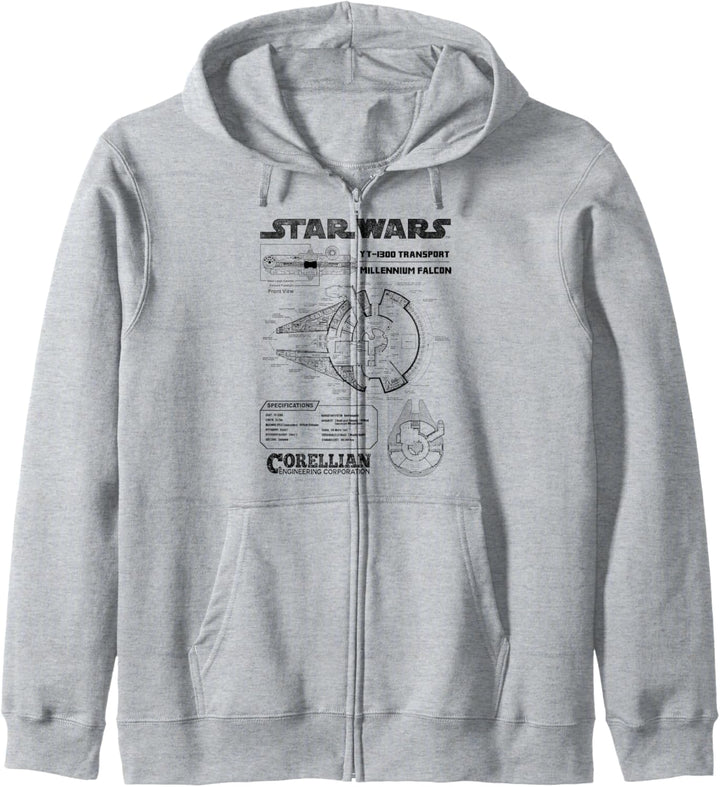Star Wars Corellian Millennium Falcon Schematic Kapuzenjacke