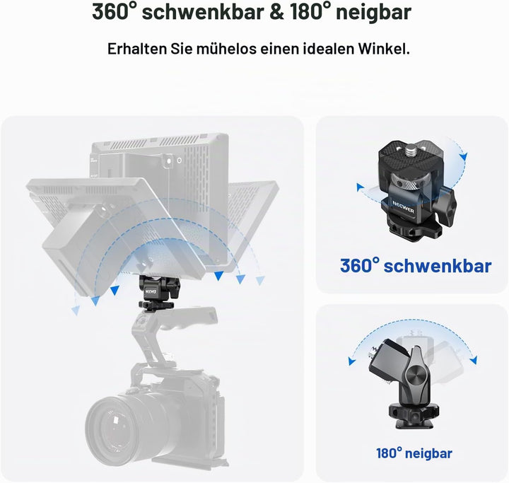 NEEWER Feldmonitorhalterung mit Cold Shoe,1/4" Schraube für 5" &amp; 7" Kamera Monitor Mount, 360° drehb