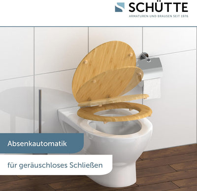 SCHÜTTE WC-Sitz BAMBOO mit Absenkautomatik, massiver Bambus Toilettendeckel, nachhaltiger Klodeckel