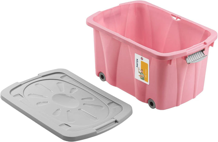 PAFEN Piraten Spielzeugkiste 49l mit Rollen - Schatzkiste 58 x 29,5 x 37,5cm - Spielzeugbehälter Auf