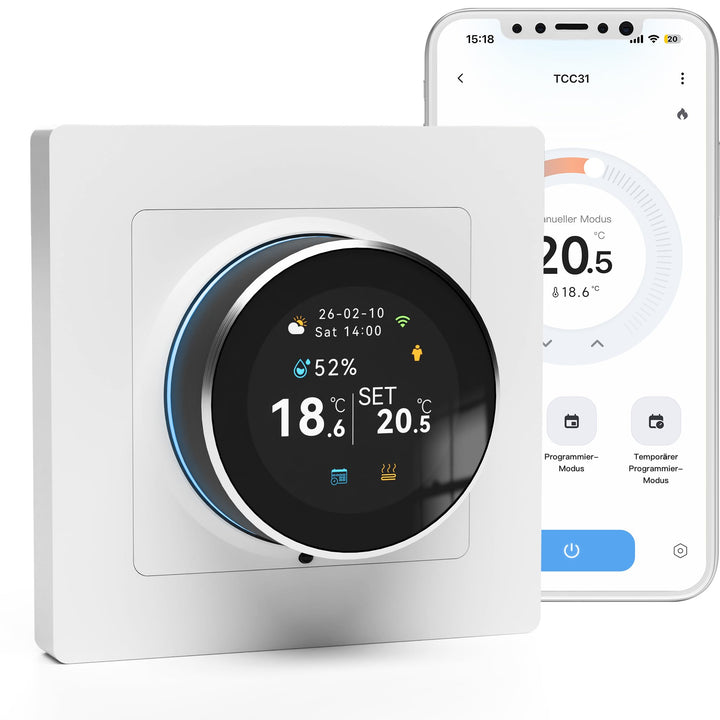 Beok WiFi Thermostat für Wasser Fussbodenheizung, Digitales Raumthermostat Fussbodenheizung mit Dreh