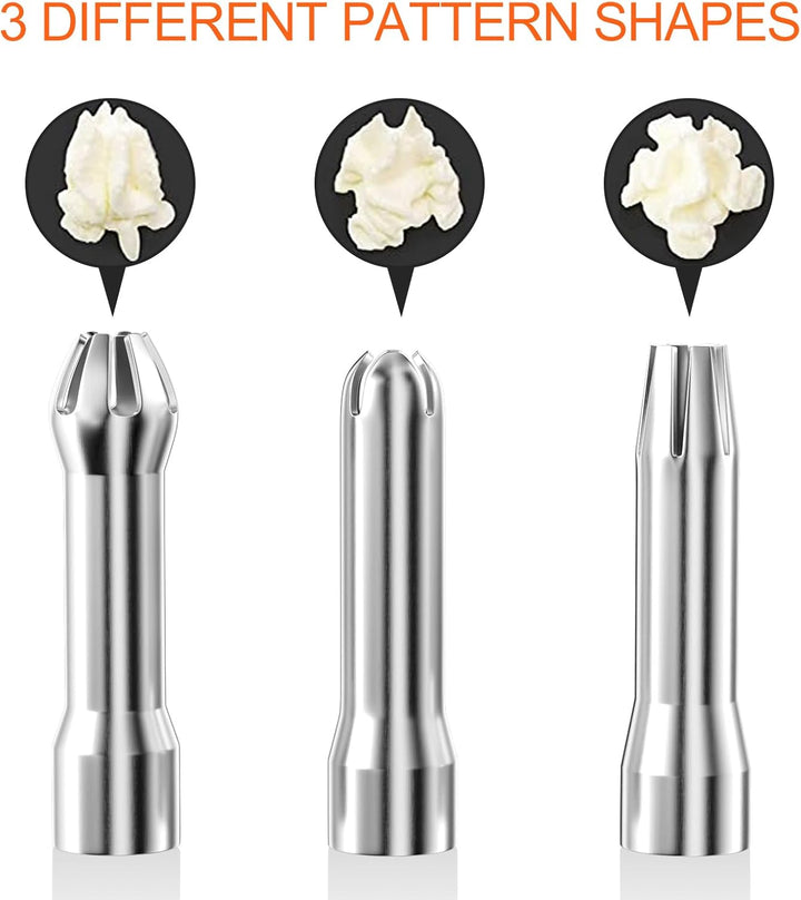 Newaner 500ml sahnespender, Sahnesyphon Aluminium mit 3 Edelstahl Deko-Düsen und 1 Reinigungbürste,