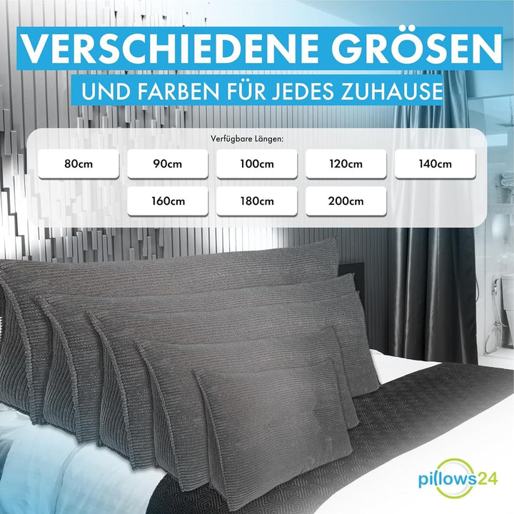 Bouclé Rückenkissen für Bett &amp; Sofa 140cm, abnehmbarem Bezug Boucle-dunkelgrau 140cm, Boucle-dunkelg