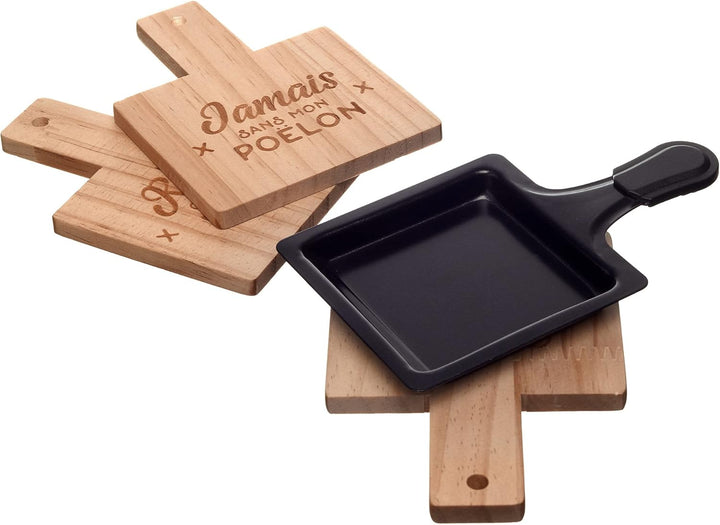 COOK CONCEPT KU6536 Pfannenablage aus Holz, 4 Stück, für Küche, zum Kochen, speziell für Grillplatte