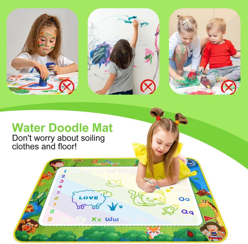 DICLLY Aqua Wasser Doodle Matte,120x90cm Super Gross Aqua Magic Doodle Matte,Malmatte Mit Wasserstif