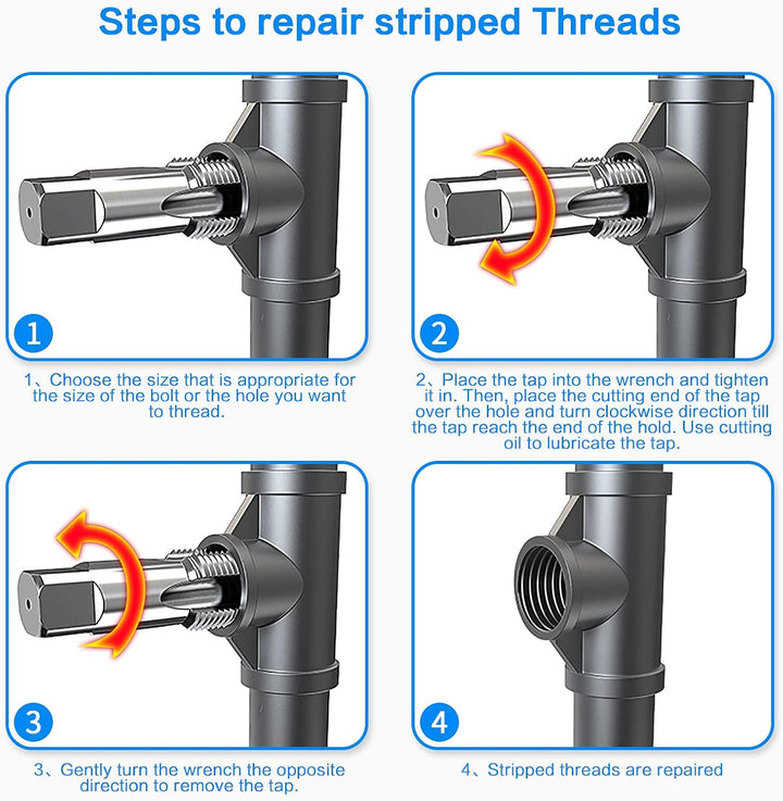6 Stück BSP Rohrgewindebohrer Set, 1 Zoll, 3/4 Zoll, 1/2 Zoll, 3/8 Zoll, 1/4 Zoll, 1/8 Zoll BSP Gewi