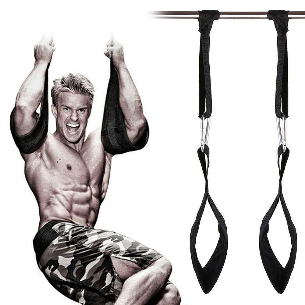 HemeraPhit Bauchgurt Arm Hänger Gürtel Pull Up Crunch Sling Workout verstellbar Schwarz, Schwarz