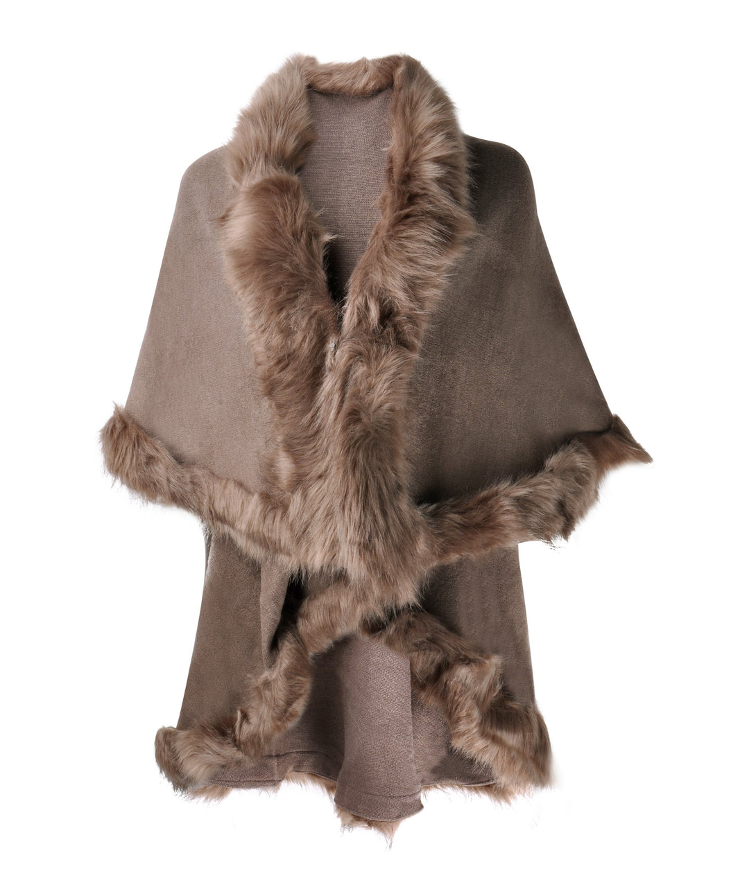 ZLYC Damen Open Front Faux Fur Poncho Cape Cardigan Sweater Strickjacke Einheitsgrösse Khaki, Einhei