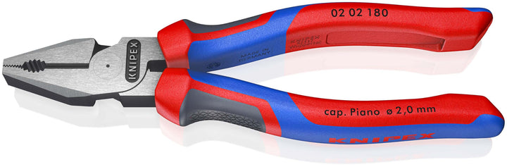 Knipex Kraft-Kombizange schwarz atramentiert, mit Mehrkomponenten-Hüllen 180 mm 02 02 180 Mit Mehrko
